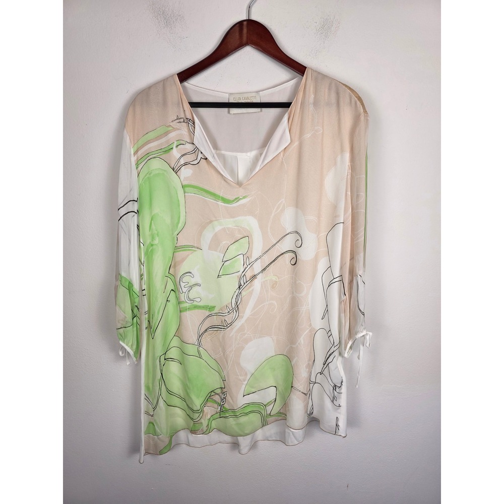 Elisa Cavaletti Daniela Dallavalle Italian Silky Tunic Top Green Medium IT‎ 44